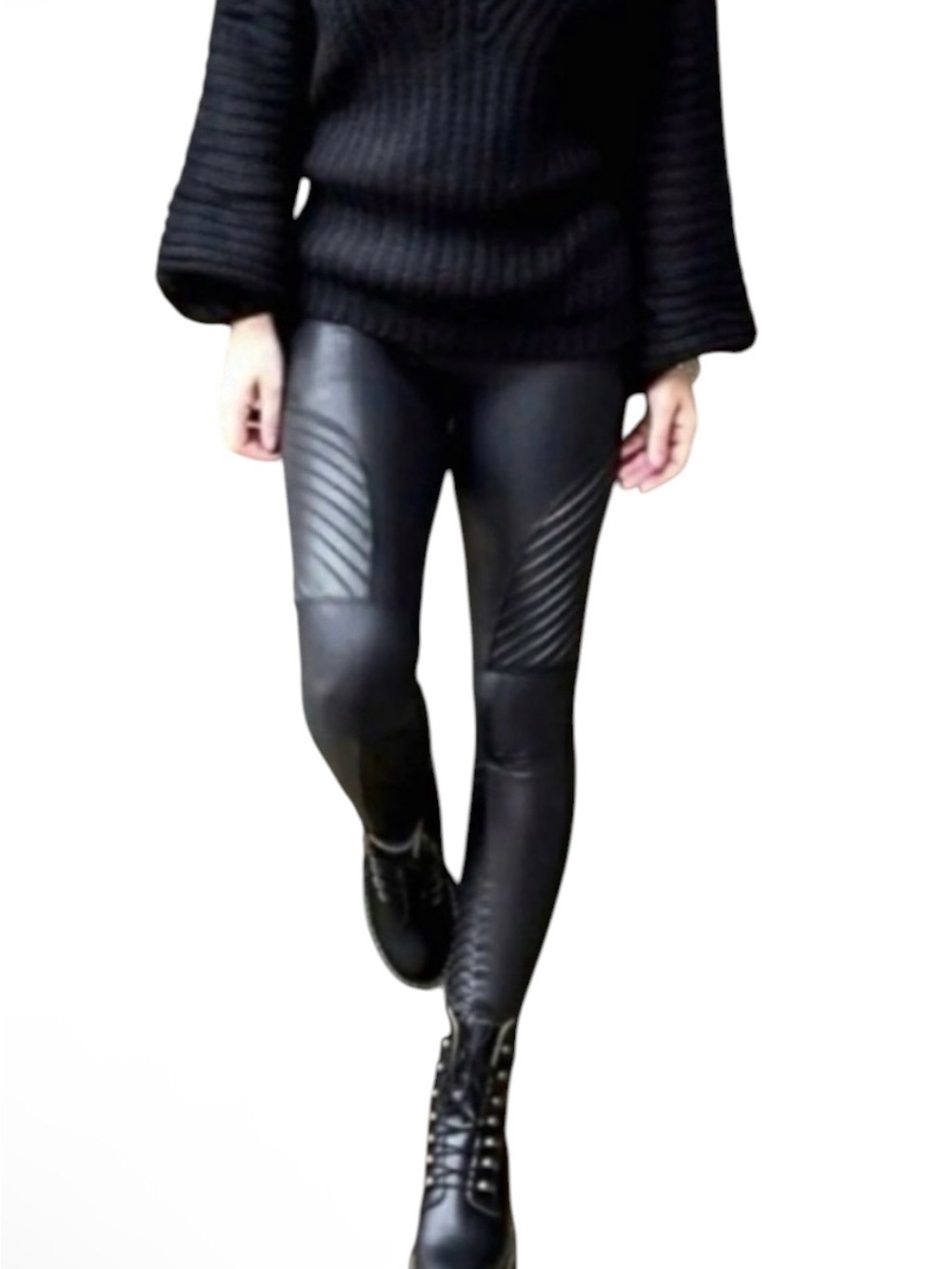 Spanx black metallic moto leggings size M petite